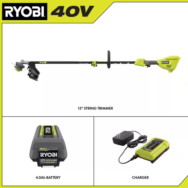 40V 15 In. Expand-It Cordless Battery Attachment Capable String Trimmer with 4.0 Ah Battery and Charger