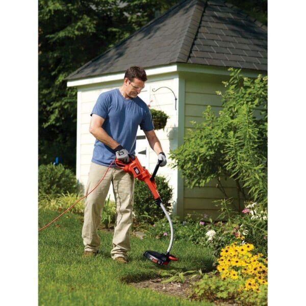 14 In. 7.5 AMP Corded Electric Curved Shaft 0.080 In. Single Line 2-In-1 String Trimmer & Lawn Edger with Automatic Feed