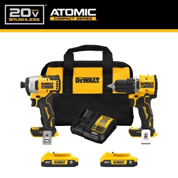 ATOMIC 20-Volt MAX Lithium-Ion Cordless Combo Kit (2-Tool) with (2) 2.0Ah Batteries, Charger and Bag