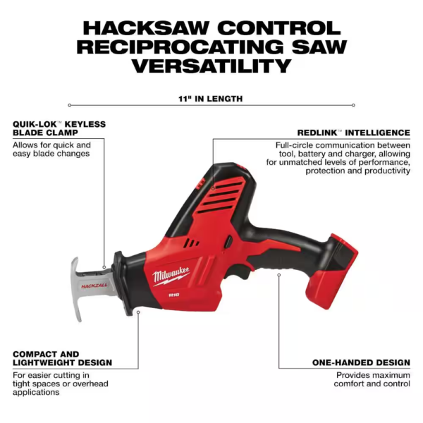 M18 18-Volt Lithium-Ion Cordless Combo Kit 4-Tool with Two 2.0 Ah Batteries, Charger and Tool Bag