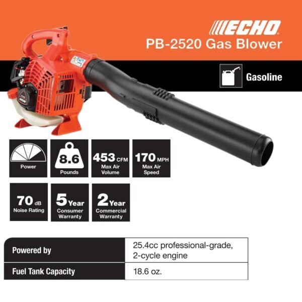 170 MPH 453 CFM 25.4 Cc Gas 2-Stroke Handheld Leaf Blower