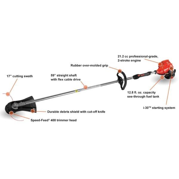 21.2 Cc Gas 2-Stroke Straight Shaft String Trimmer