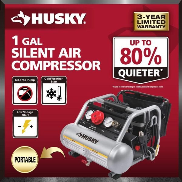 1 Gal. 135 PSI Portable Electric Quiet Air Compressor