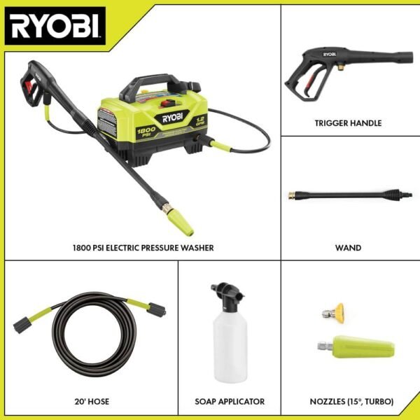 1800 PSI 1.2 GPM Cold Water Corded Electric Pressure Washer