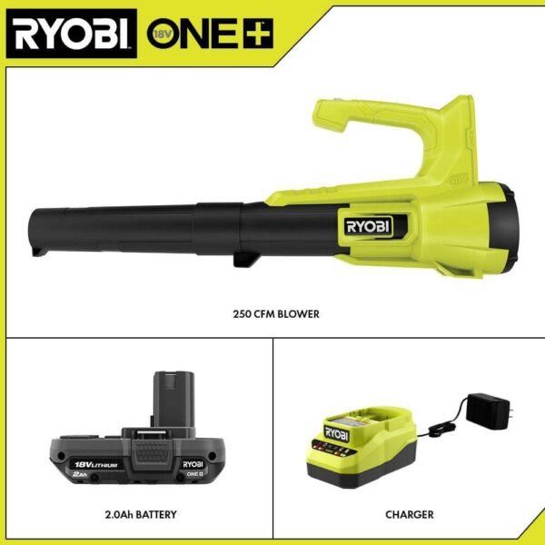 ONE+ 18V 90 MPH 250 CFM Cordless Battery Leaf Blower/Sweeper with 2.0 Ah Battery and Charger