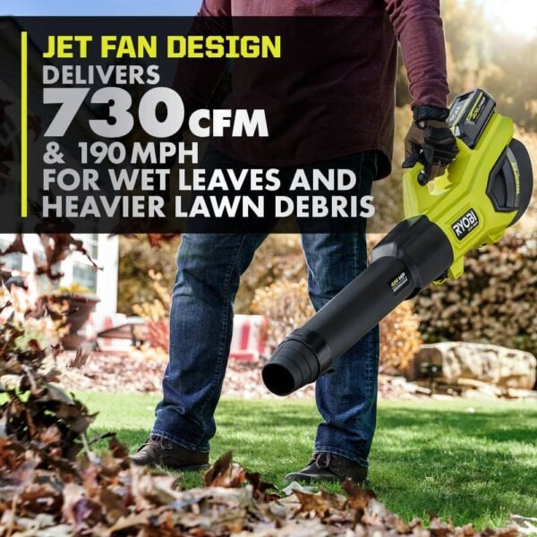 40V HP Brushless Whisper Series 190 MPH 730 CFM Cordless Battery Jet Fan Leaf Blower with (2) 4.0 Ah Batteries & Charger