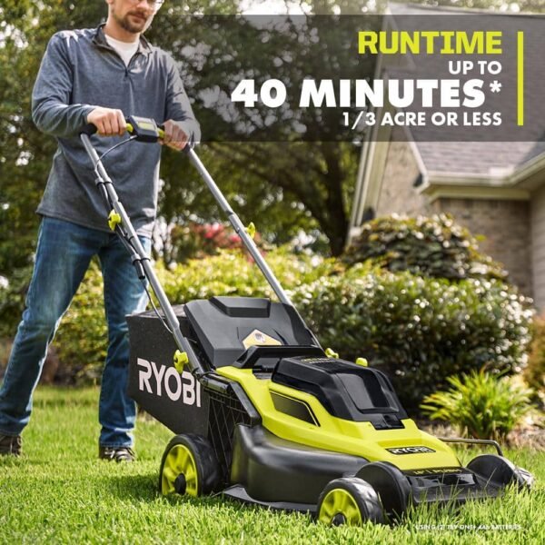 ONE+ HP 18V Brushless 16 In. Cordless Battery Walk behind Push Lawn Mower with (2) 4.0 Ah Batteries and (1) Charger